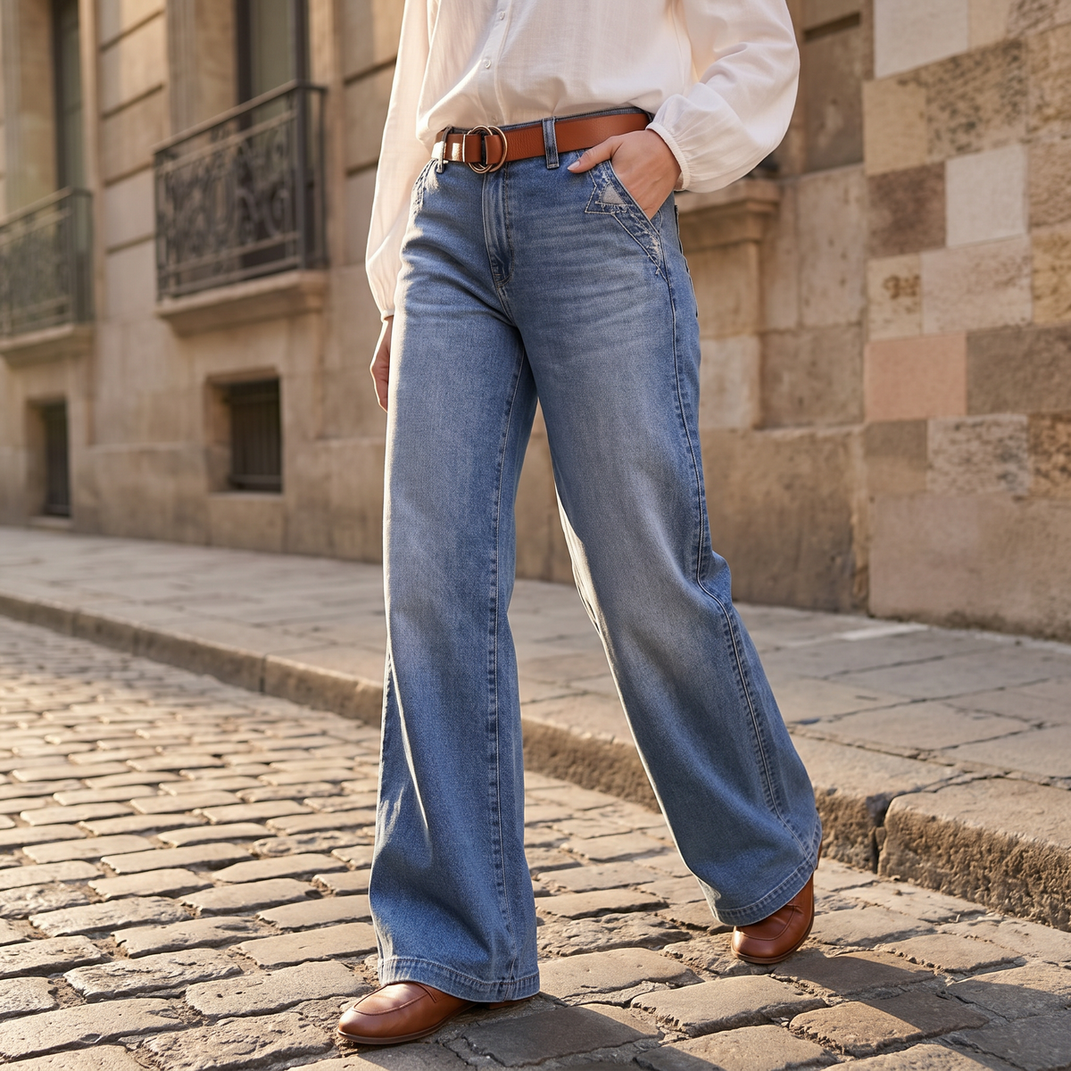 Luvenza Vintage Flare Jeans - Wide Leg Women's Jeans