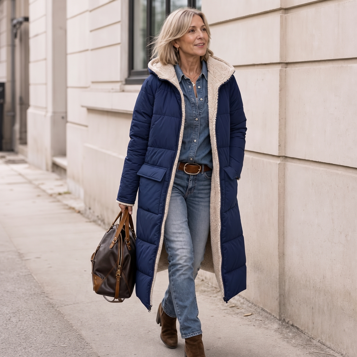Veluna Reversible Quilted Coat - Sherpa-Look Women's Coat