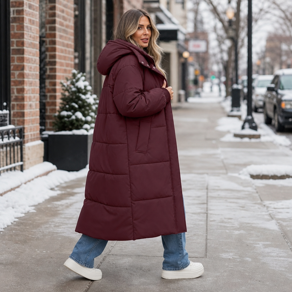 Wearbella Long Hooded Puffer Coat - Women's Winter Coat