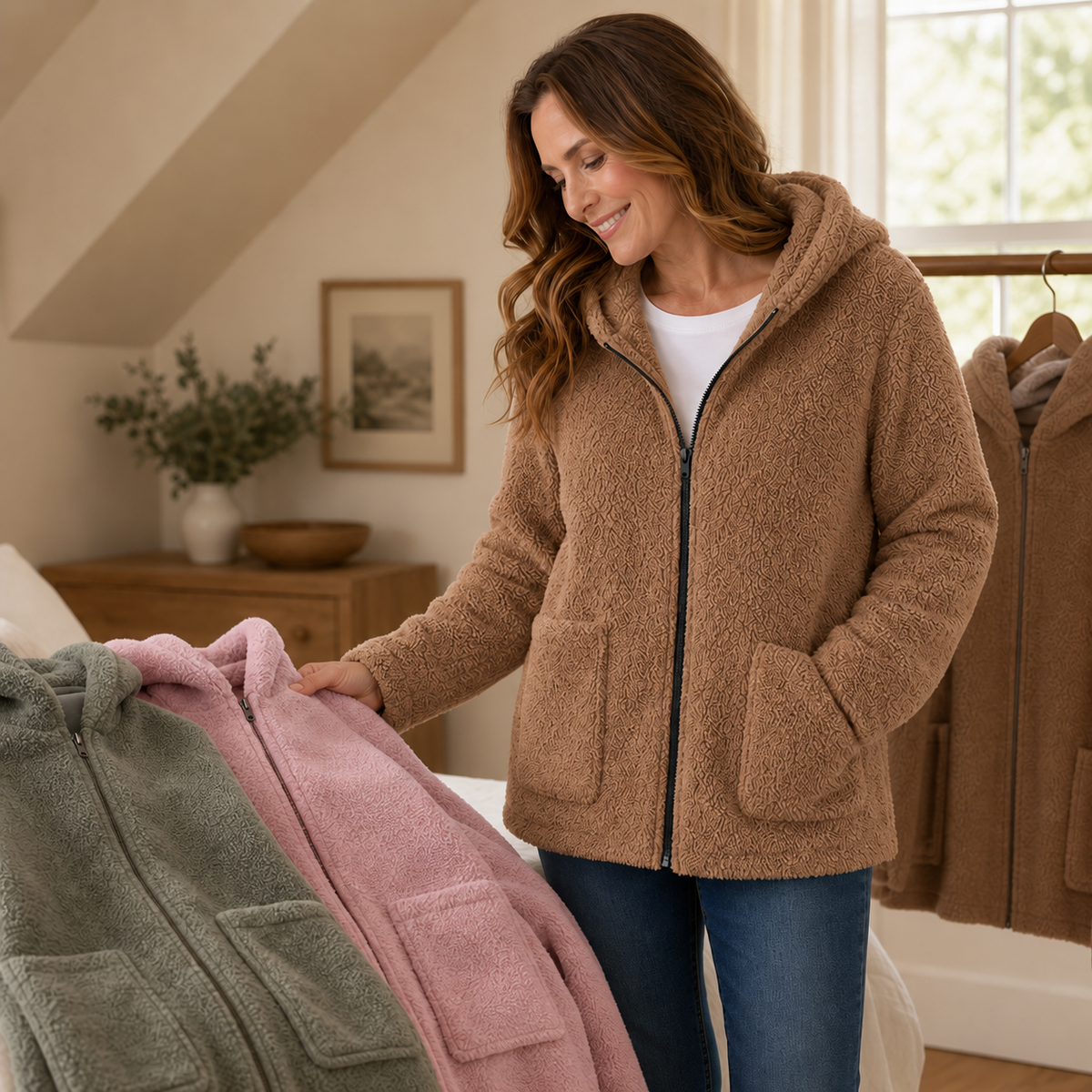 Cozyelle Fleece Hooded Jacket - Women's Plush Zip Jacket