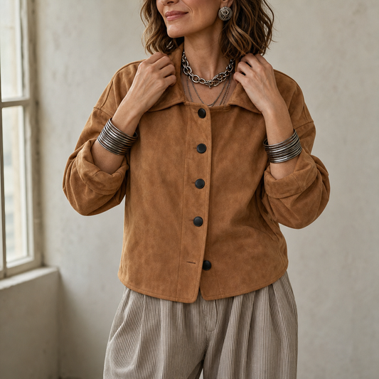 Suedelle Suede-Feel Jacket - Women's Button-Front Jacket