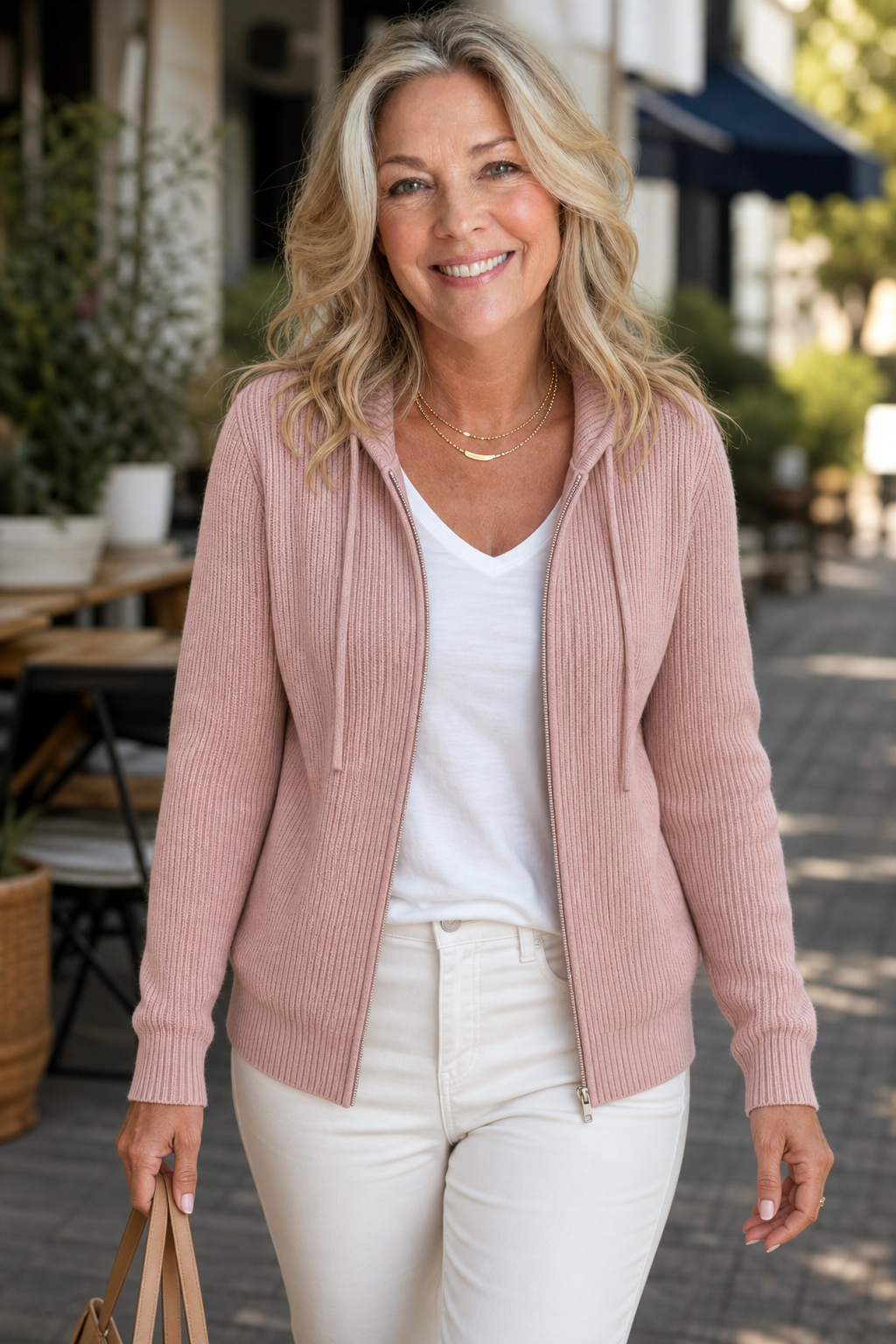 Stripevie - Ribbed Stretch-Knit Zip-Up Women's Cardigan