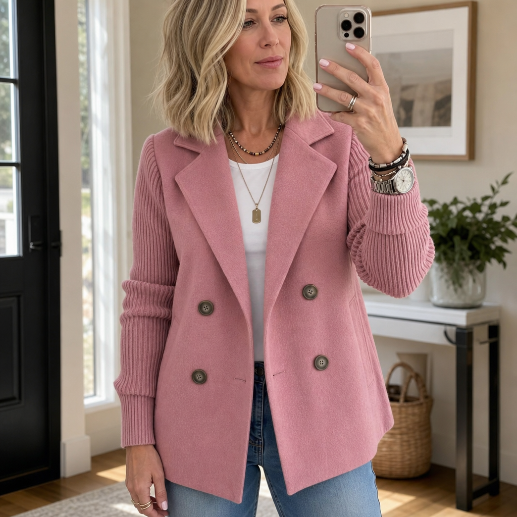Wearbella Knit Sleeve Blazer - Women's Double Breasted