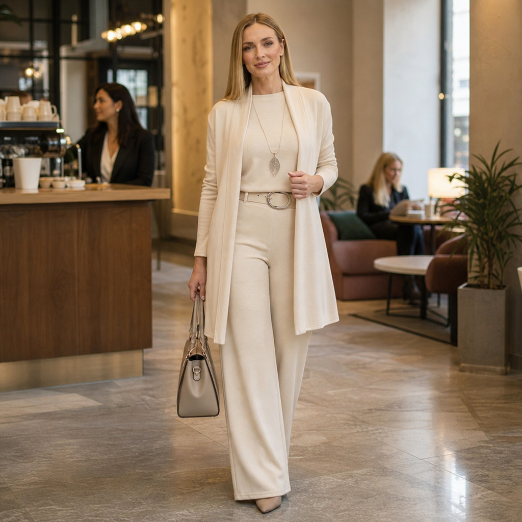 Veloura Cardigan and Trousers Set - Women's 3 Piece Outfit