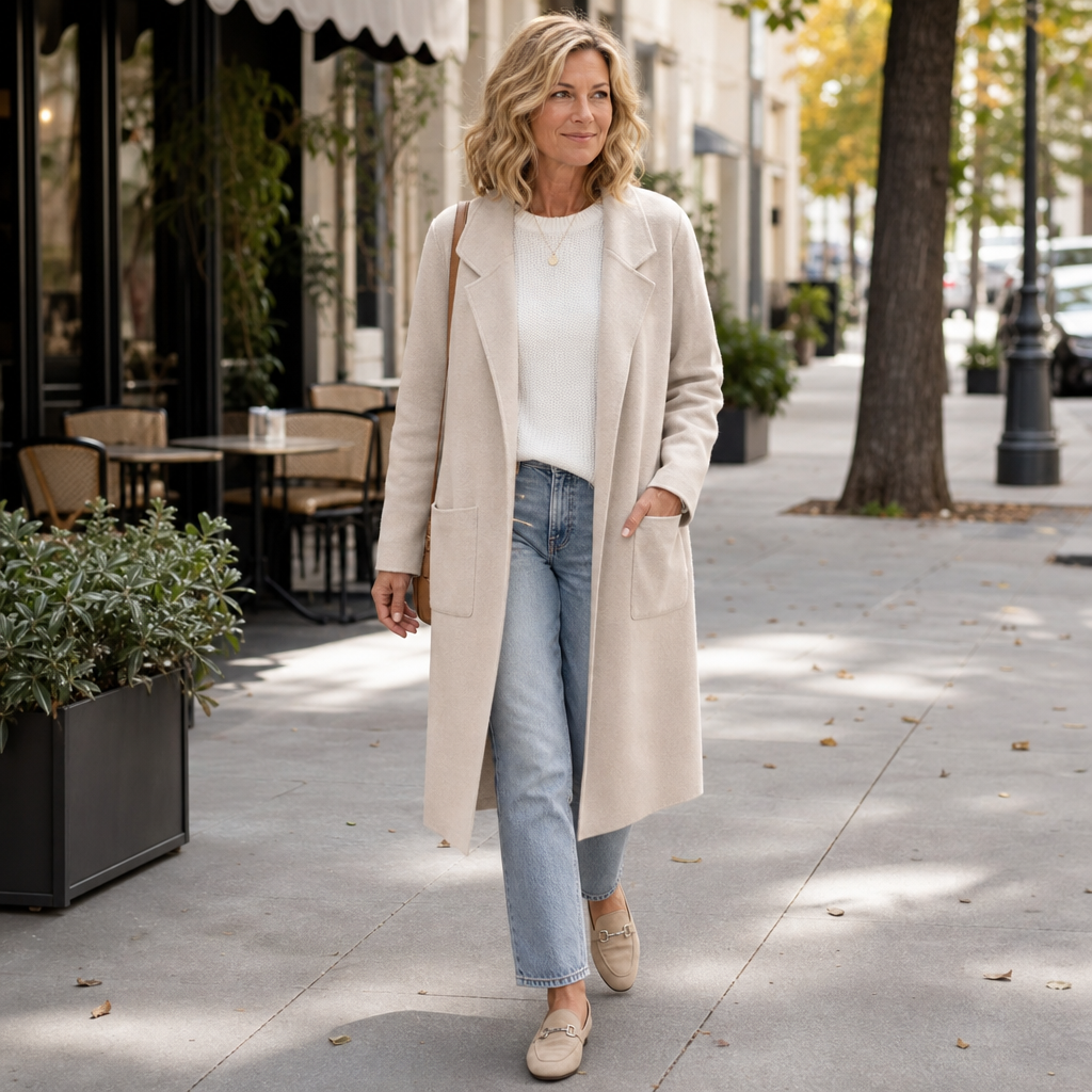 Draperie Longline Open-Front Coat - Women's Wool-Look Coat