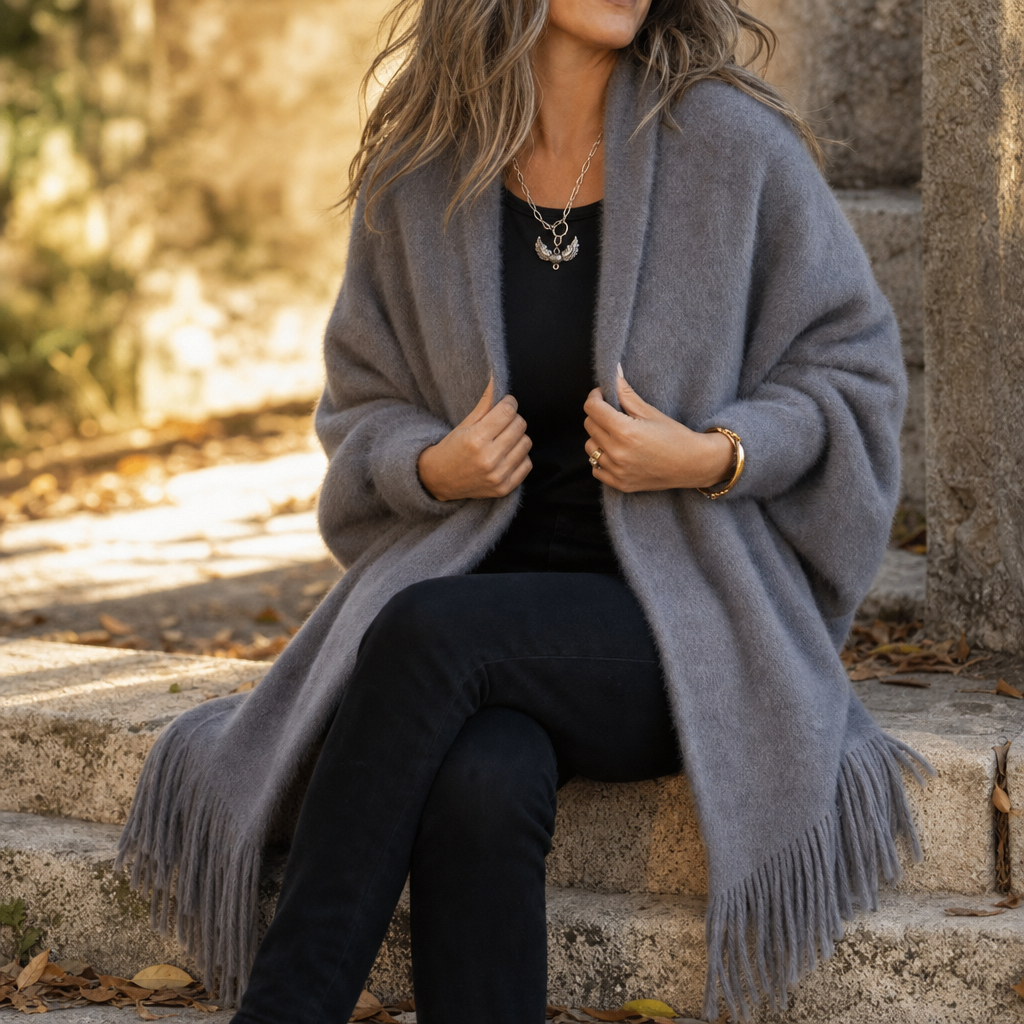 Mantelle Wool Coat - Women's Shawl Collar Open Front Coat