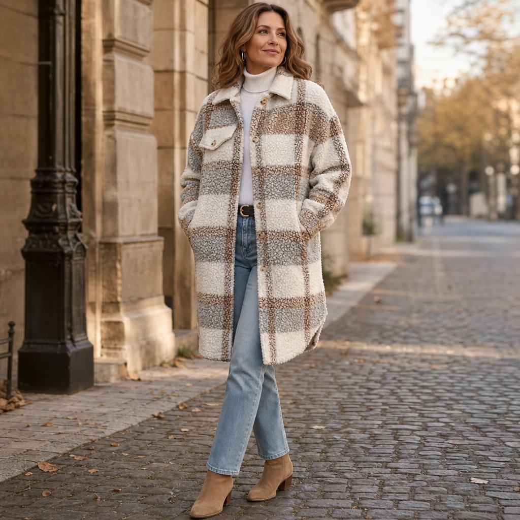 Fairloch Plaid Sherpa-Lined Coat - Women's Mid-Length Coat