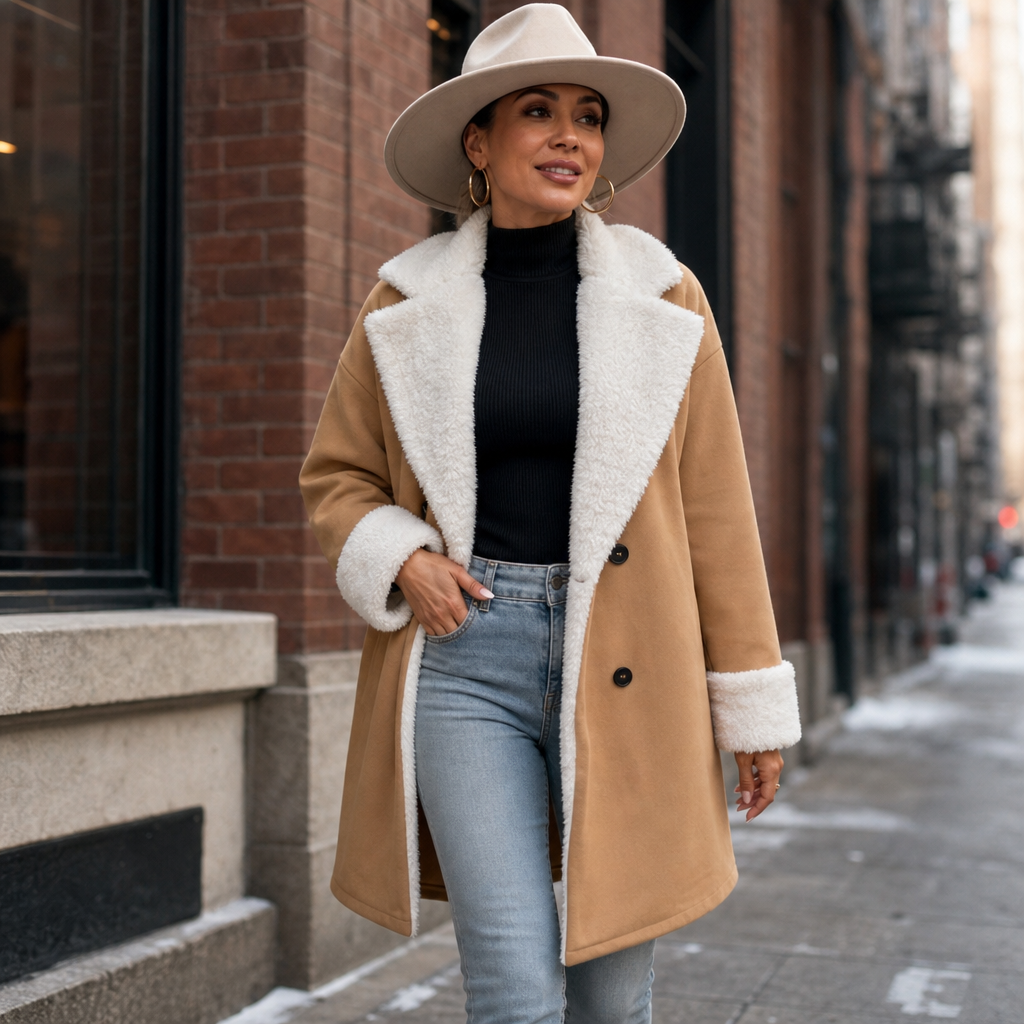 Mayfield Plush-Trim Wool Coat - Longline Women's Coat