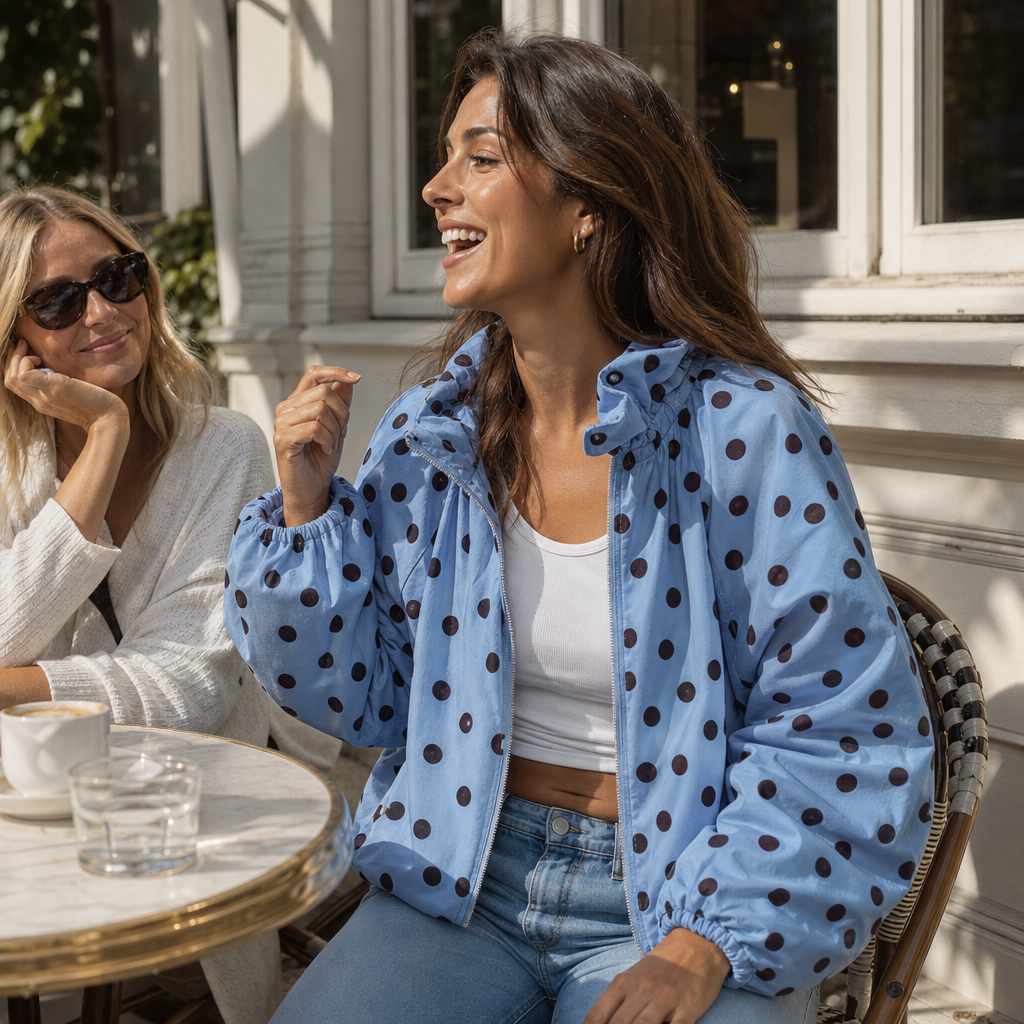 PolkaBelle Lantern Sleeve Jacket - Polka-Dot Women's Jacket