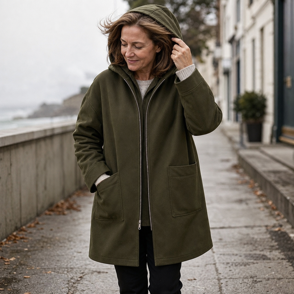 Midella Hooded Jacket - Mid-Length Women's Travel Coat