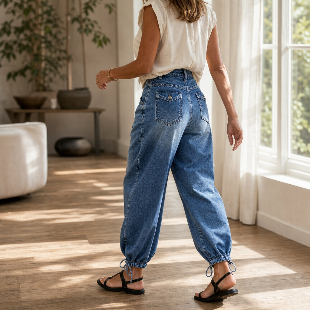 Barrelette Barrel Jeans - Tie Hem High Waist Women's Jeans