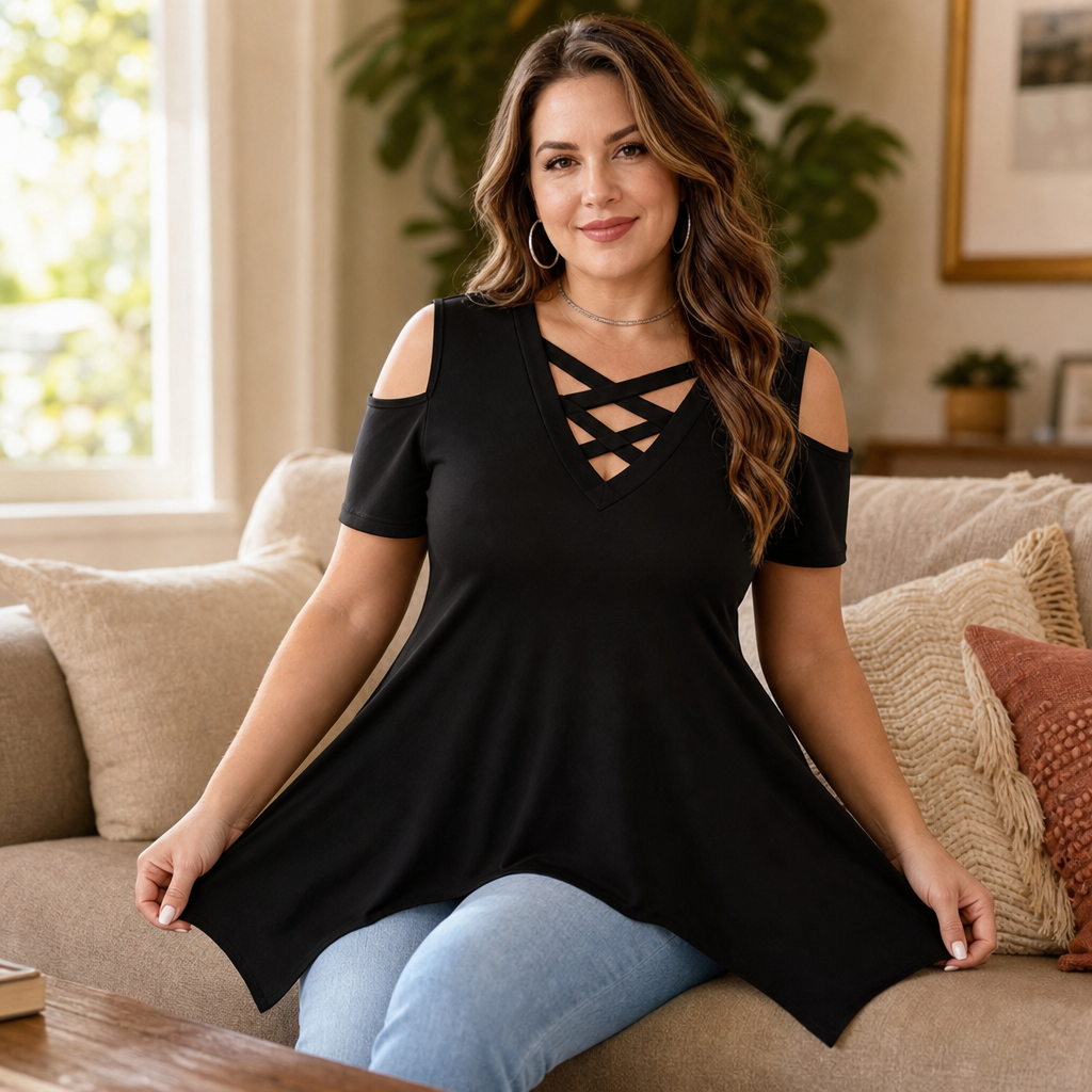 Sharkbite Swing Tunic - Women's Cold Shoulder Top