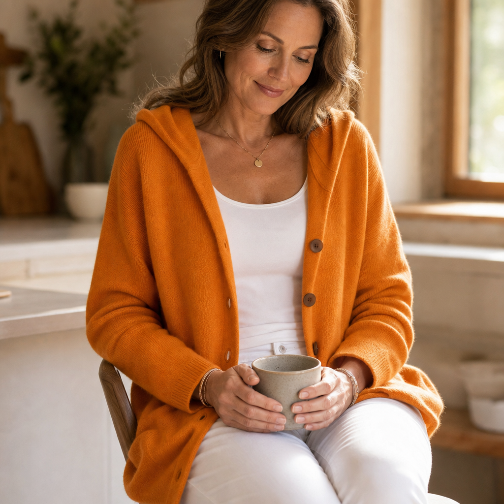 Teri Hooded Cardigan - Button Front Women's Flared Knit