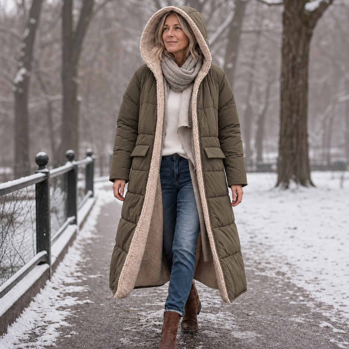 Reversa Reversible Long Coat - Hooded Women's Winter Coat