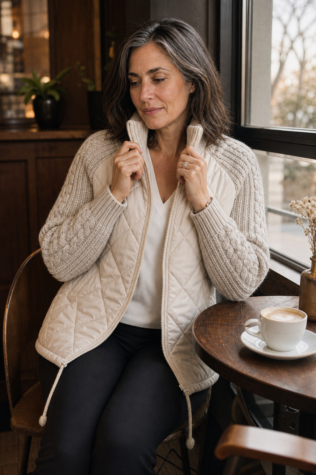 Knitpuff Knit Panel Puffer Jacket - Women's Quilted Jacket
