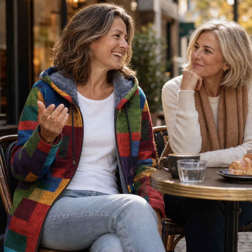 Patchwork Muse Hooded Cardigan - Colourful Women's Knit
