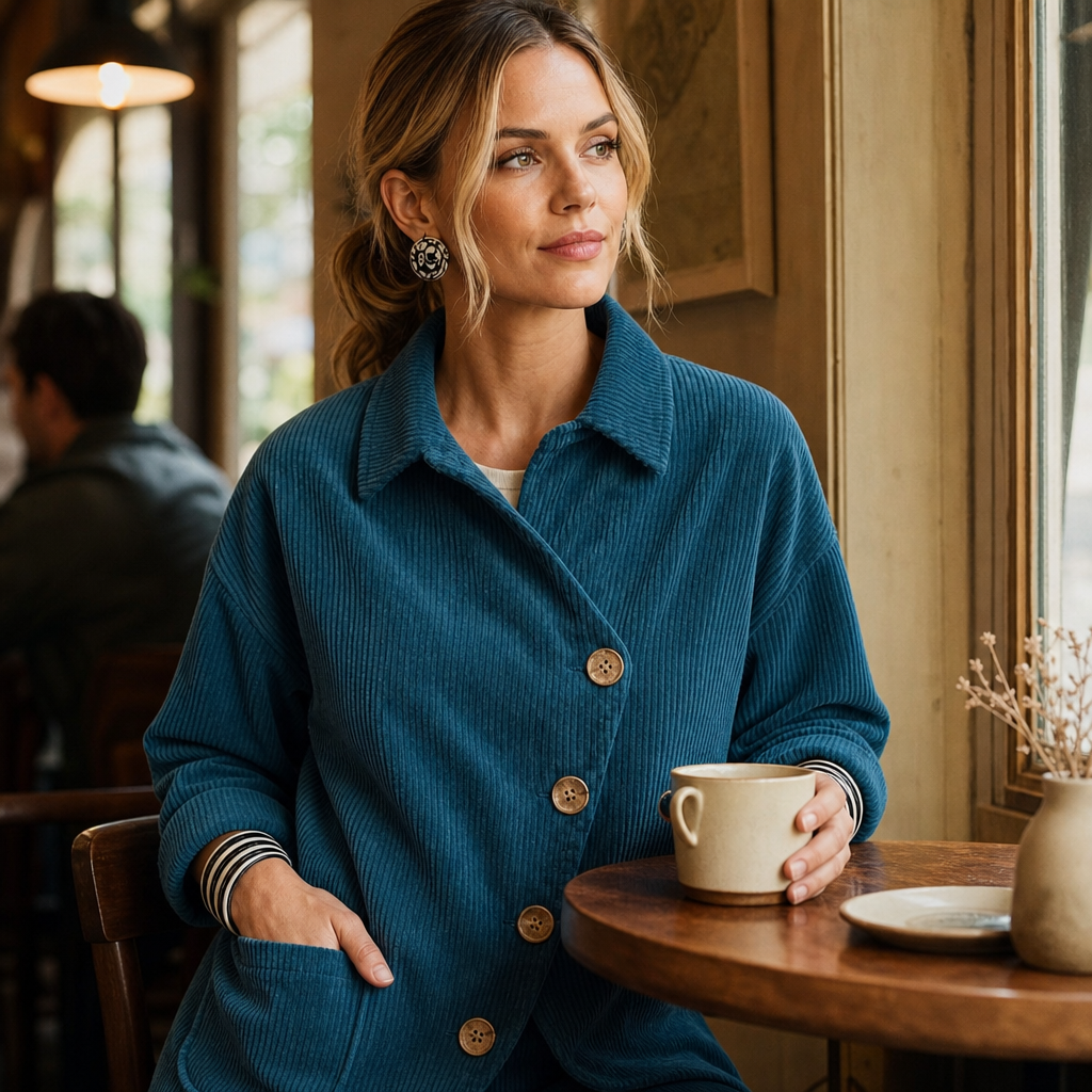 Corfield Corduroy Shacket - Women's Diagonal Button Jacket