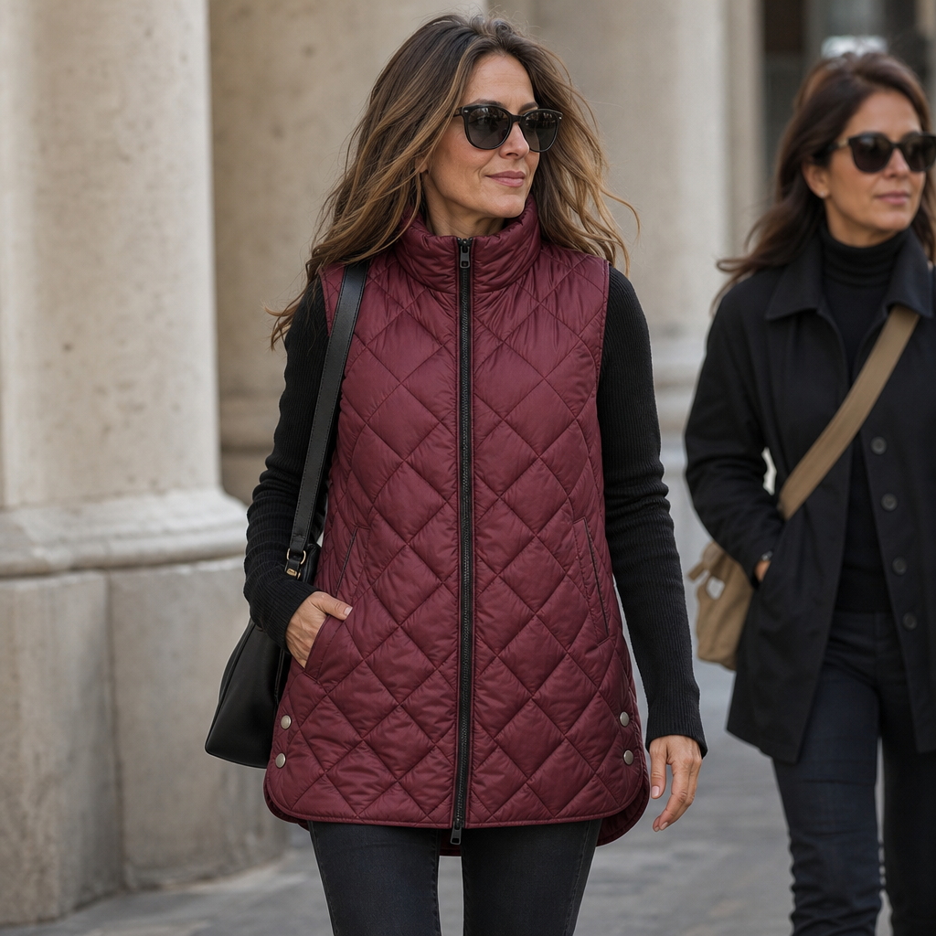 Quilta Quilted Hooded Gilet - Long Sleeveless Women's Vest