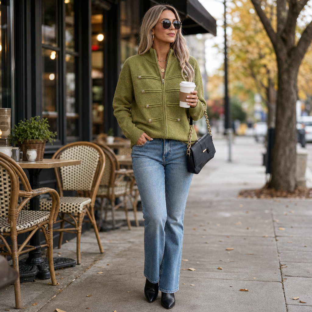 Mayfield Military Knit Cardigan - Gold Button Women's Knit