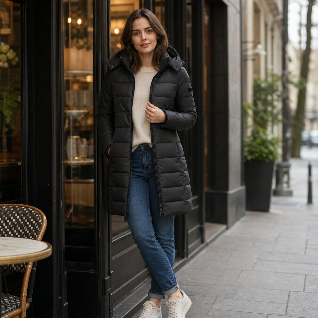 Wearbella Puffer Jacket - Women's Mid Length Hooded Puffer