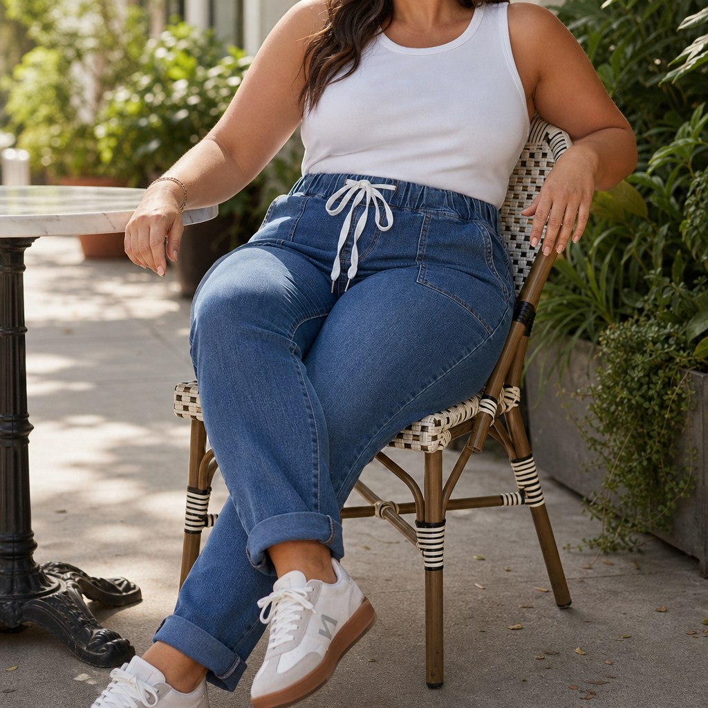 Trouver Denim Joggers - Drawstring Tapered Women's Jeans