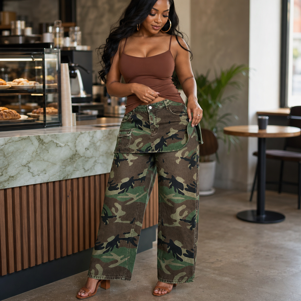 Camo Muse Wide Leg Jeans - Camouflage Women's Jeans