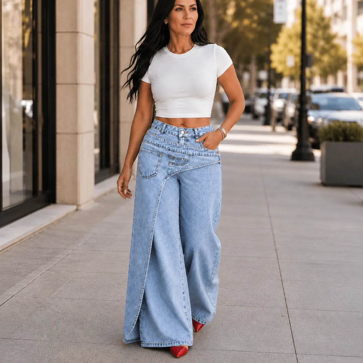 Vellara Wrap Waist Jeans - Wide Leg Women's Jeans