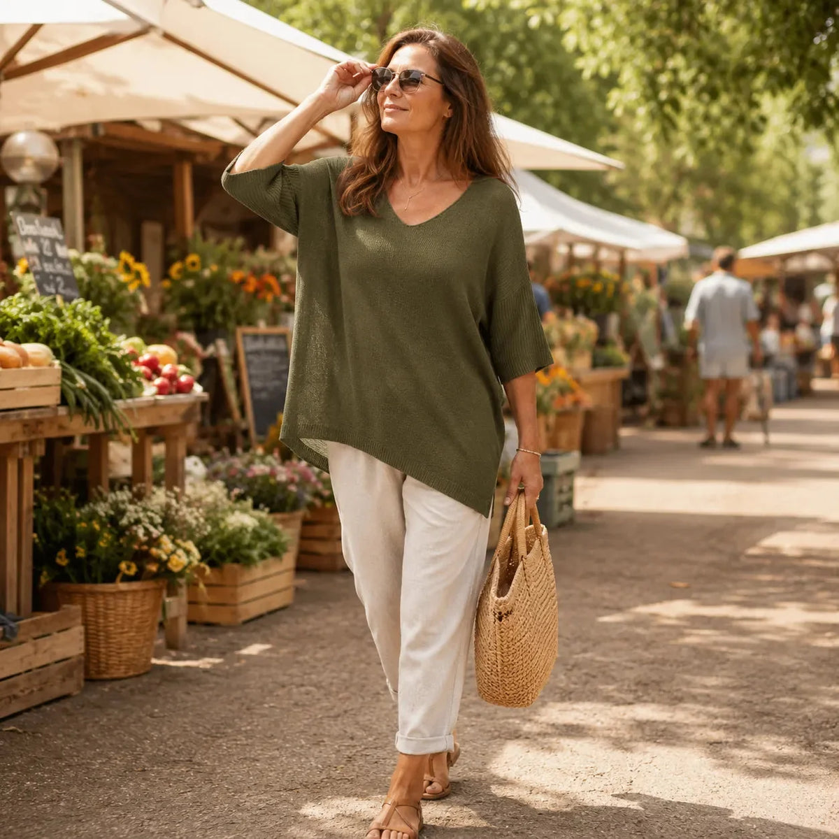 Elowyn - Soft V-Neck Knit Tunic Top for Women