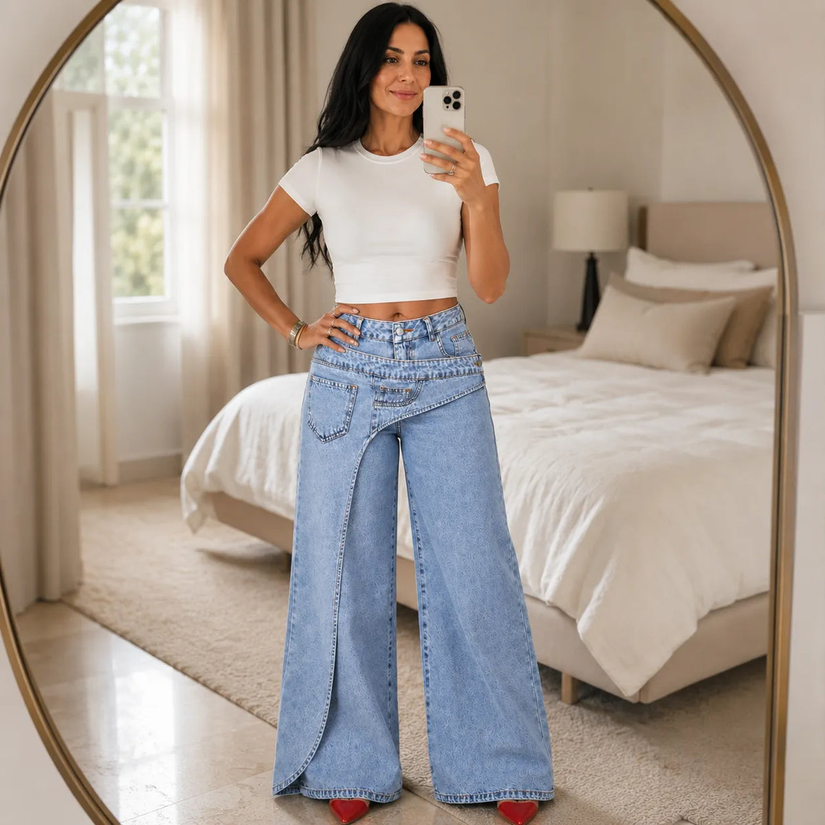 Vellara Wrap Waist Jeans - Wide Leg Women's Jeans