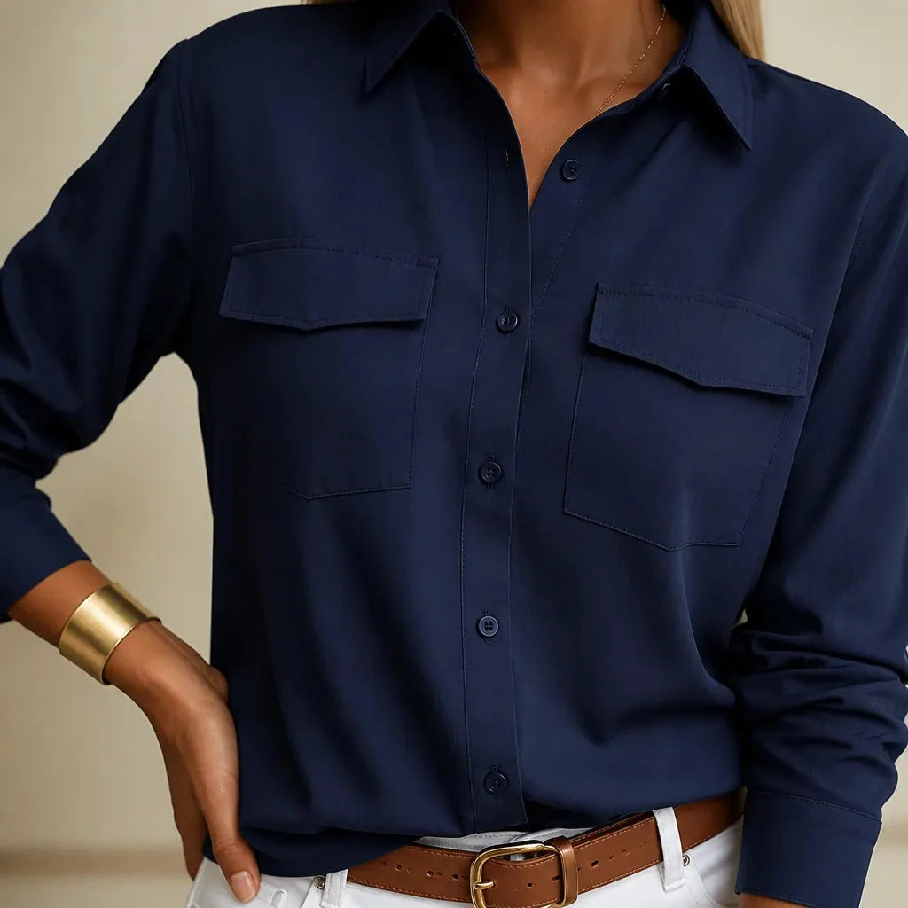 Lunavia - Loose Lapel Button-Down Shirt for Women