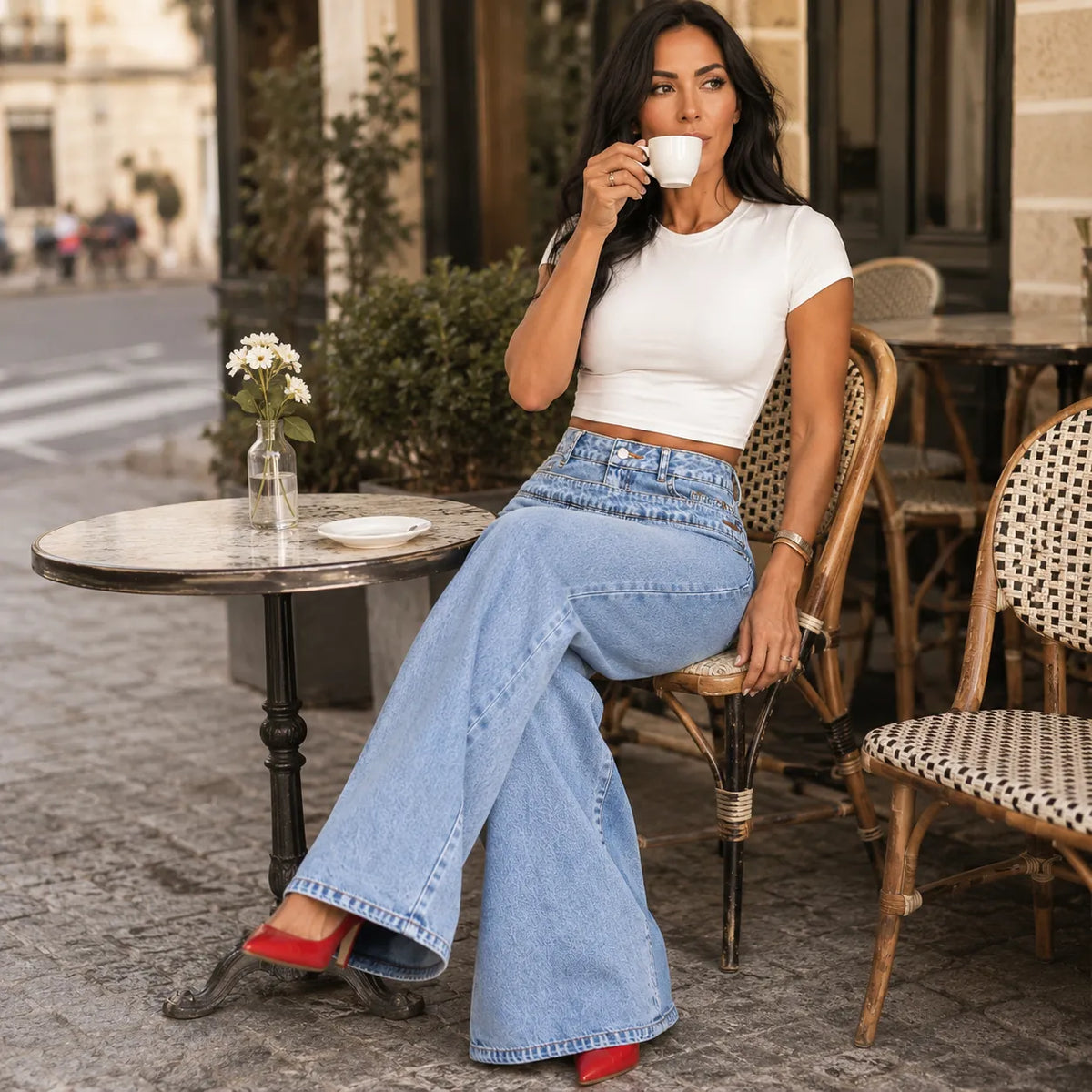 Vellara Wrap Waist Jeans - Wide Leg Women's Jeans