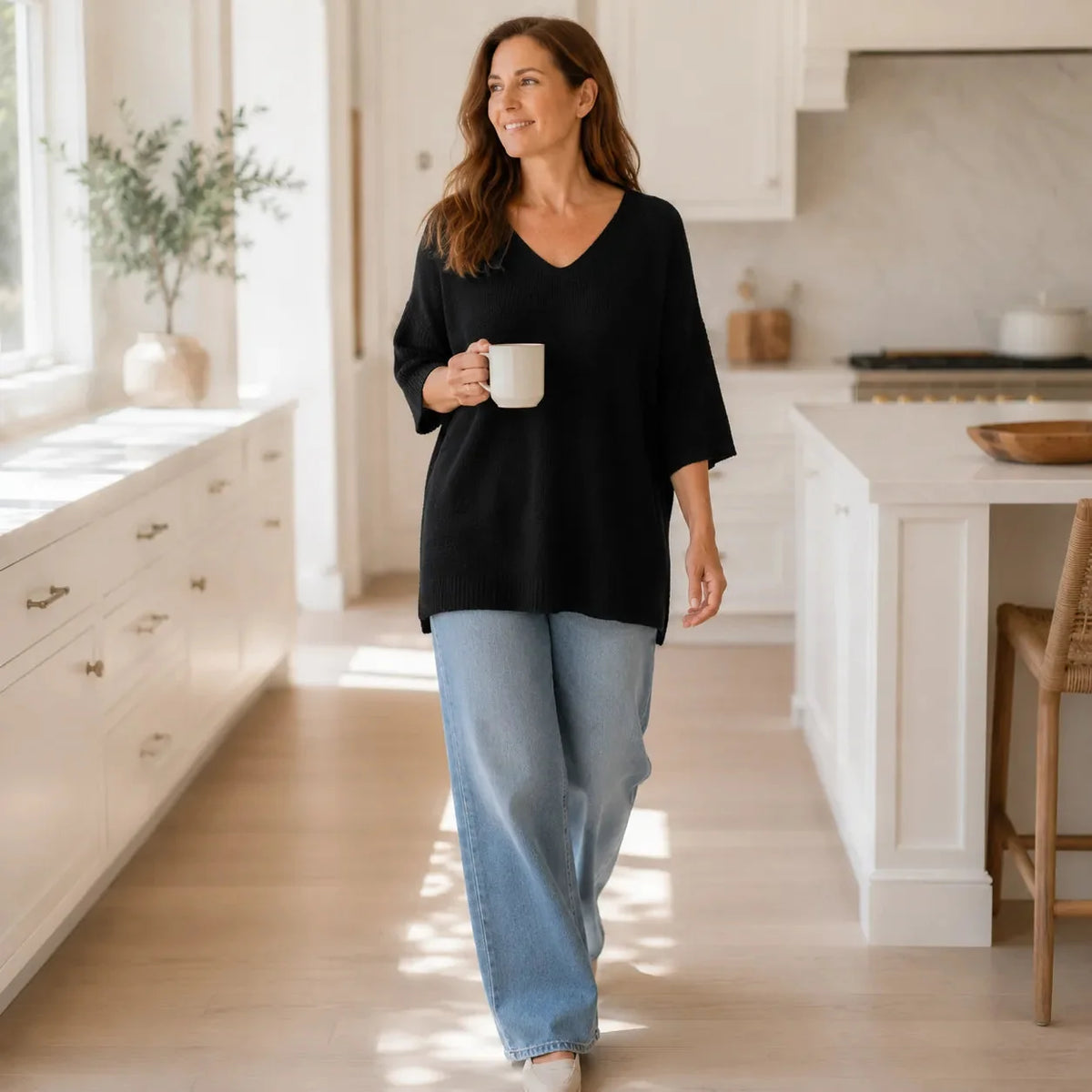Elowyn - Soft V-Neck Knit Tunic Top for Women