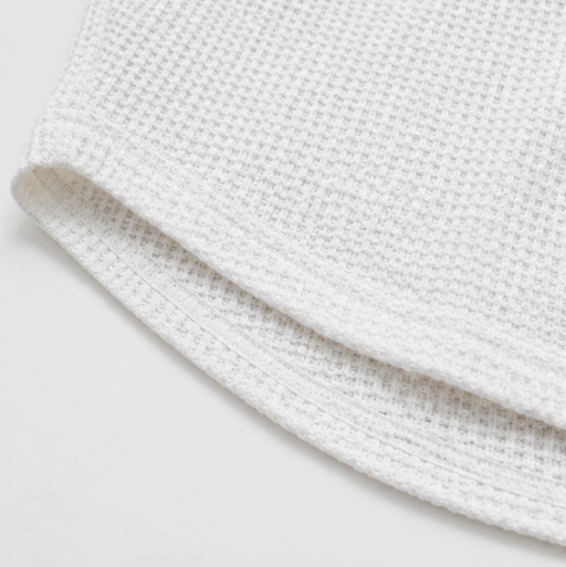 Loravia - Waffle Knit-Look Henley Top, 3/4 Sleeve Women's