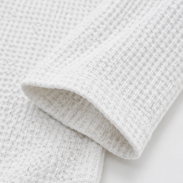 Loravia - Waffle Knit-Look Henley Top, 3/4 Sleeve Women's