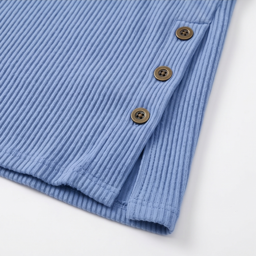 Lunavia - Ribbed Button-Up Henley Tunic for Women