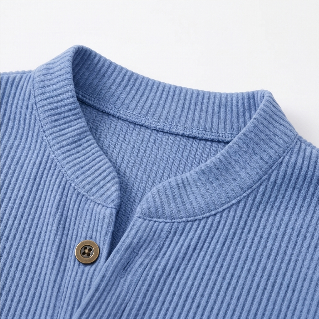 Lunavia - Ribbed Button-Up Henley Tunic for Women