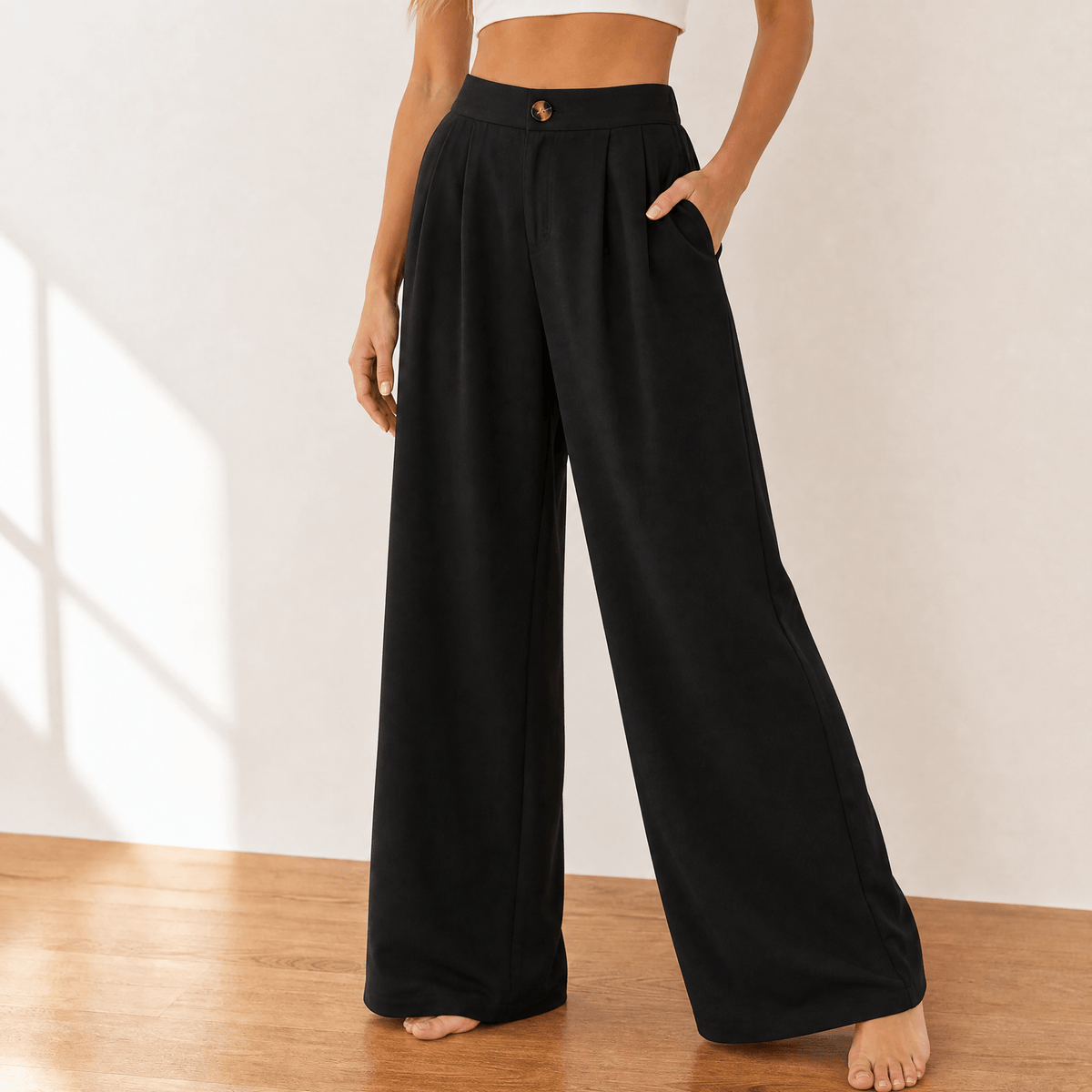Lunavia Drape Trousers - Women's High Waist Wide Leg