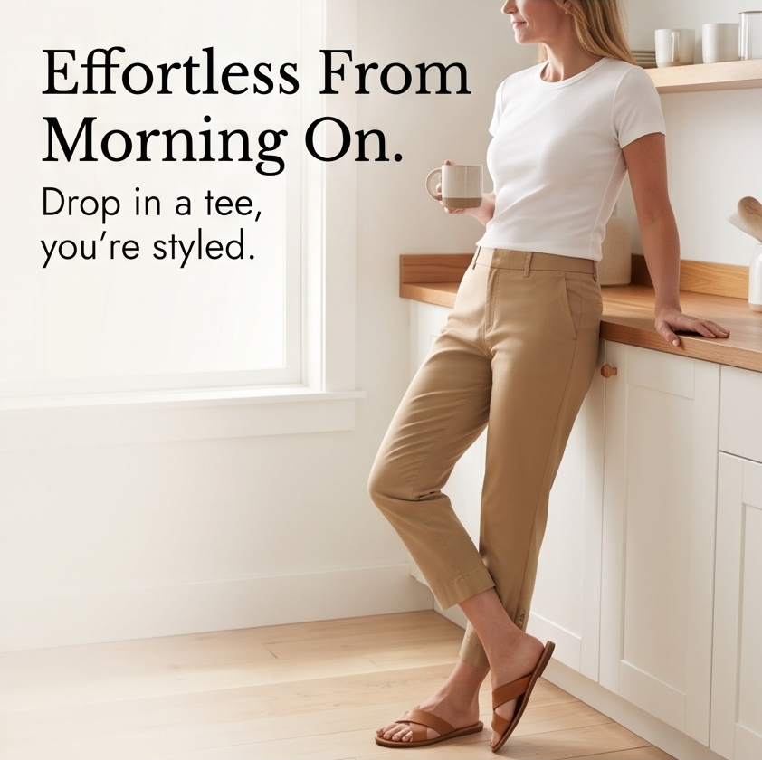 Lunessa Button Hem Pants - Women's Cropped Cotton Trousers