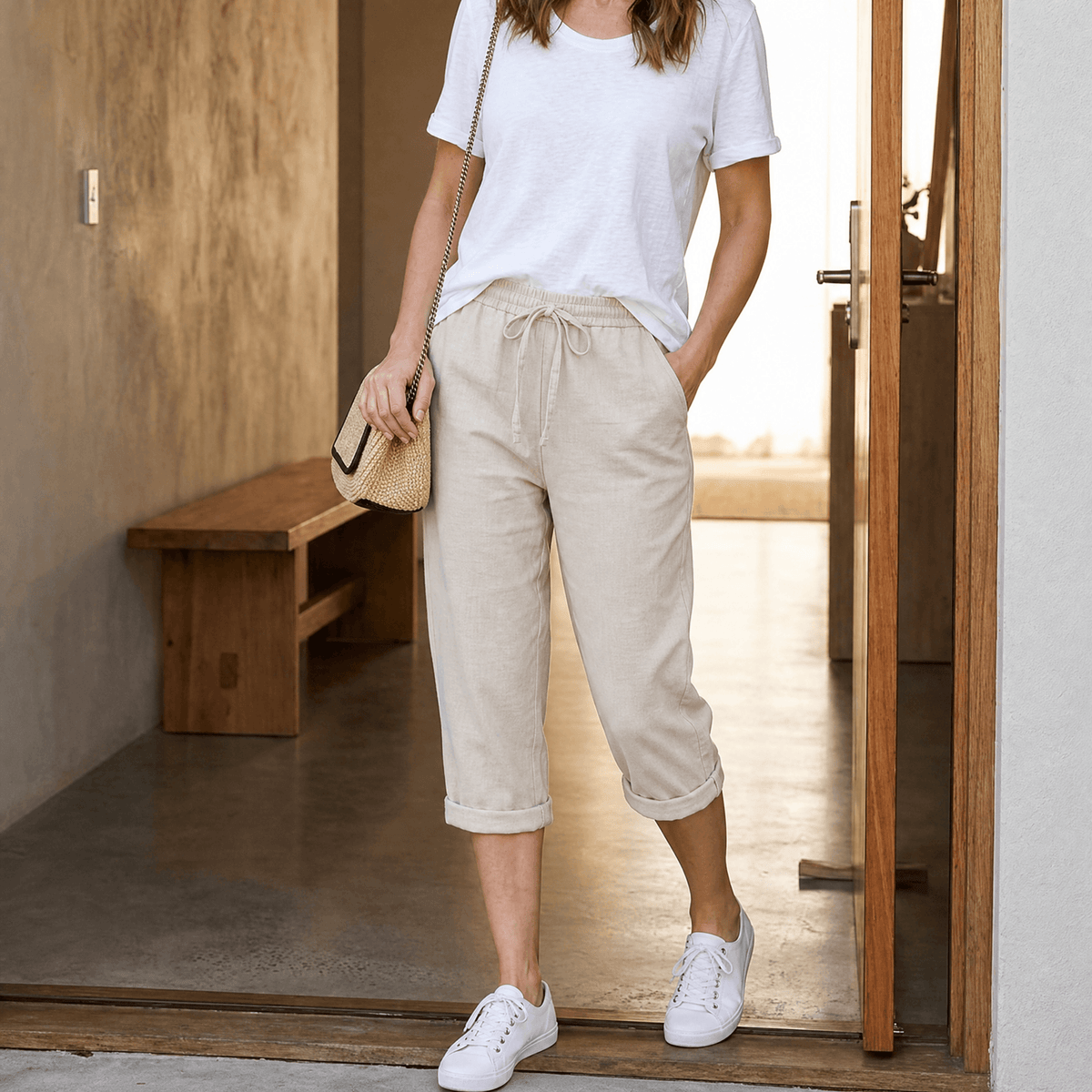 Lyora Capri Pants - Women's Drawstring Cropped Trousers