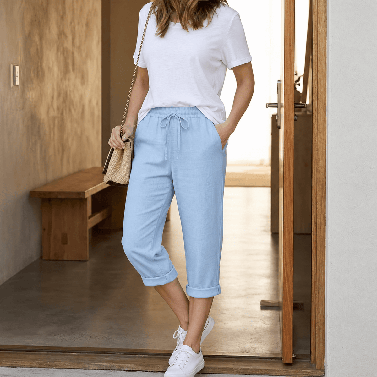 Lyora Capri Pants - Women's Drawstring Cropped Trousers