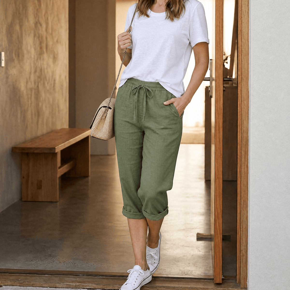Lyora Capri Pants - Women's Drawstring Cropped Trousers