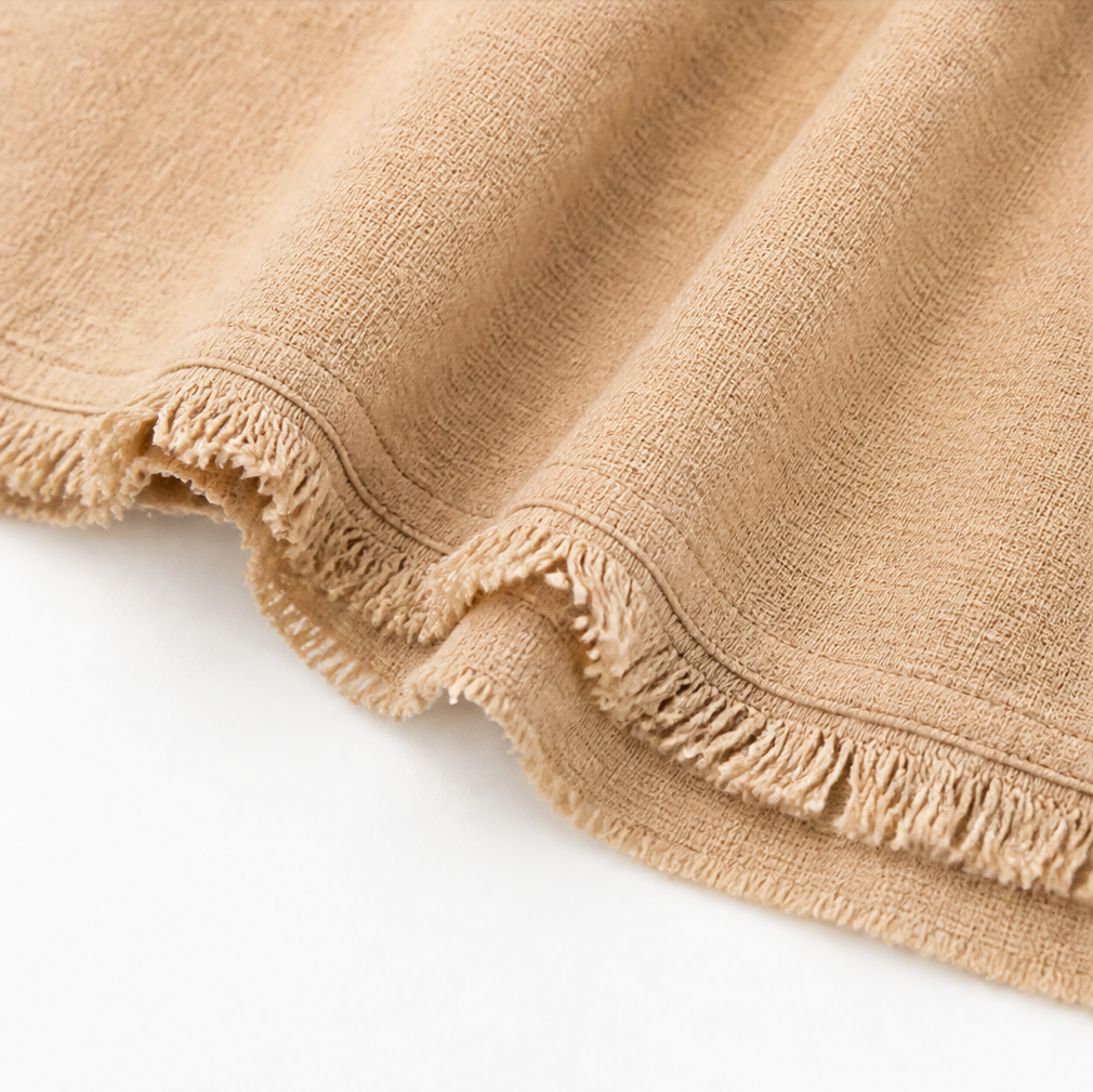 Meloria - Boho Babydoll Top with Eyelet and Fringe Hem