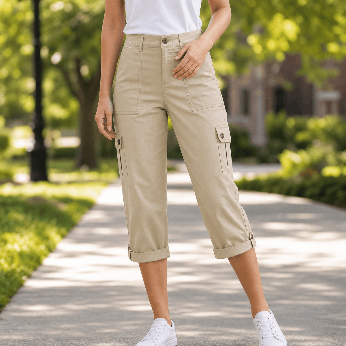 Movana Stretch Cargo Capri - Women's Capri with Pockets