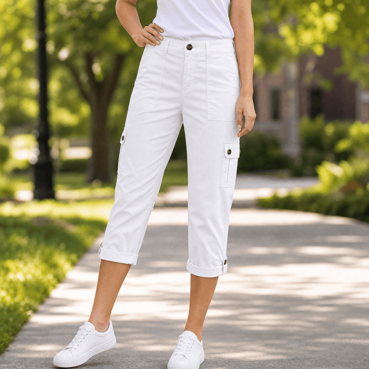 Movana Stretch Cargo Capri - Women's Capri with Pockets