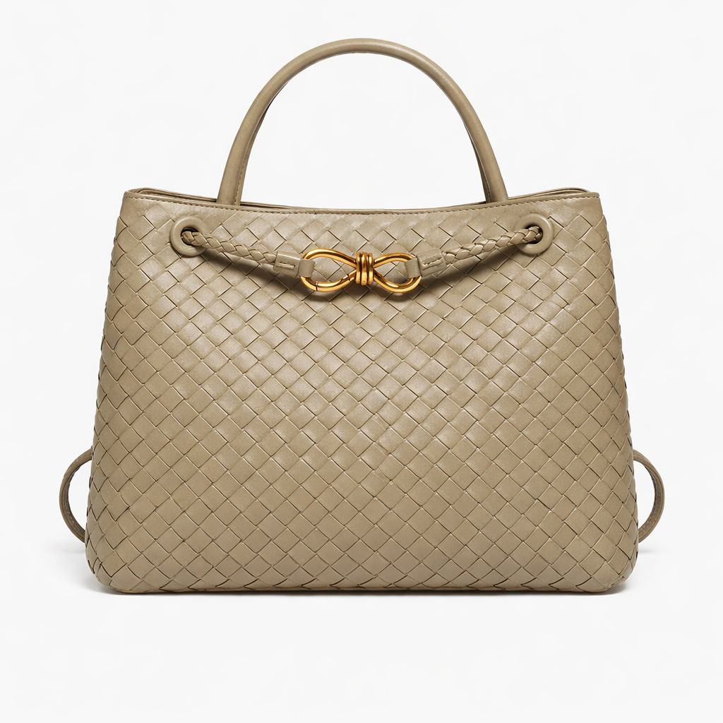 Woven Tote Bag - Vegan Leather Women's Shoulder Bag