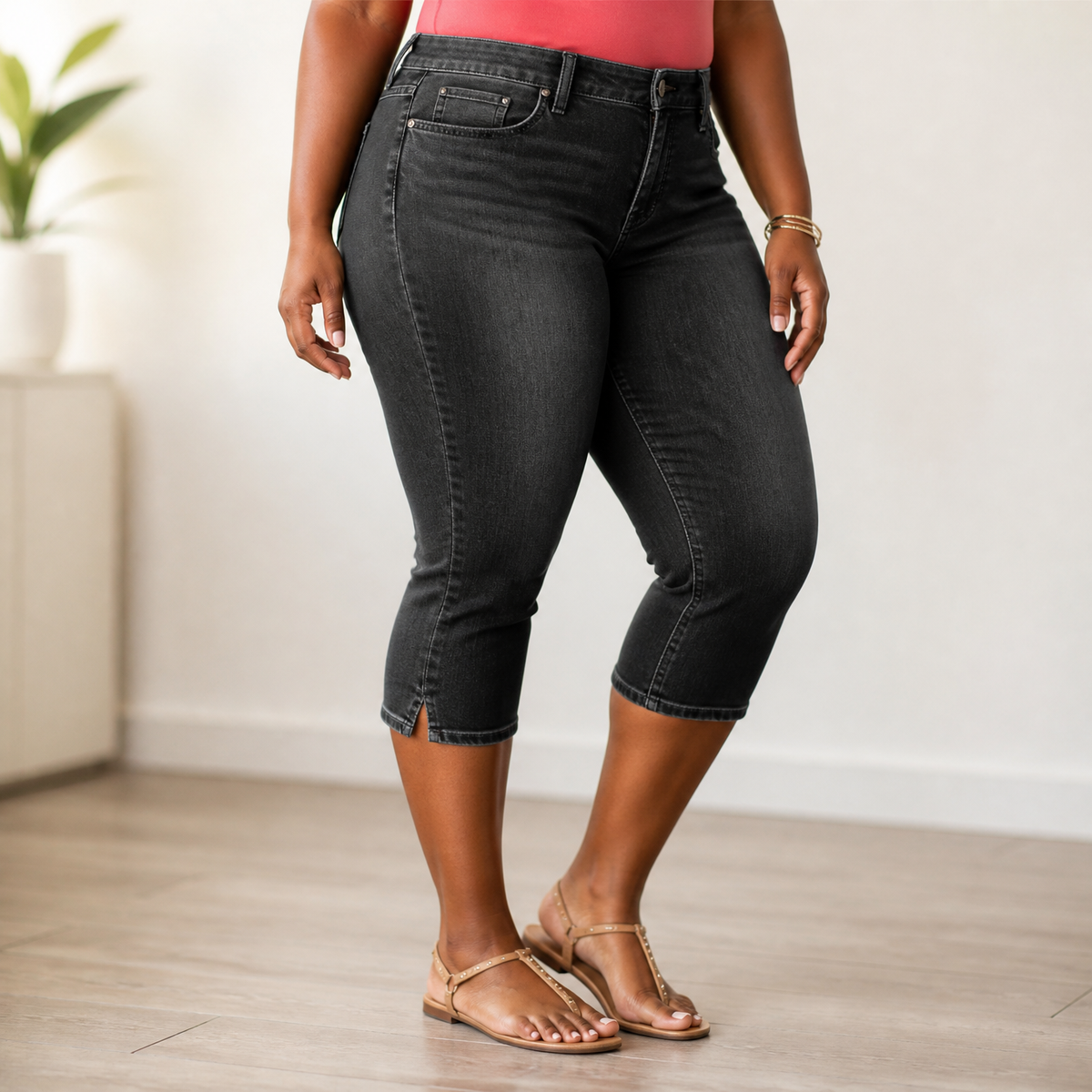 Curvella Capris - High Waist Stretch Women's Denim Capris