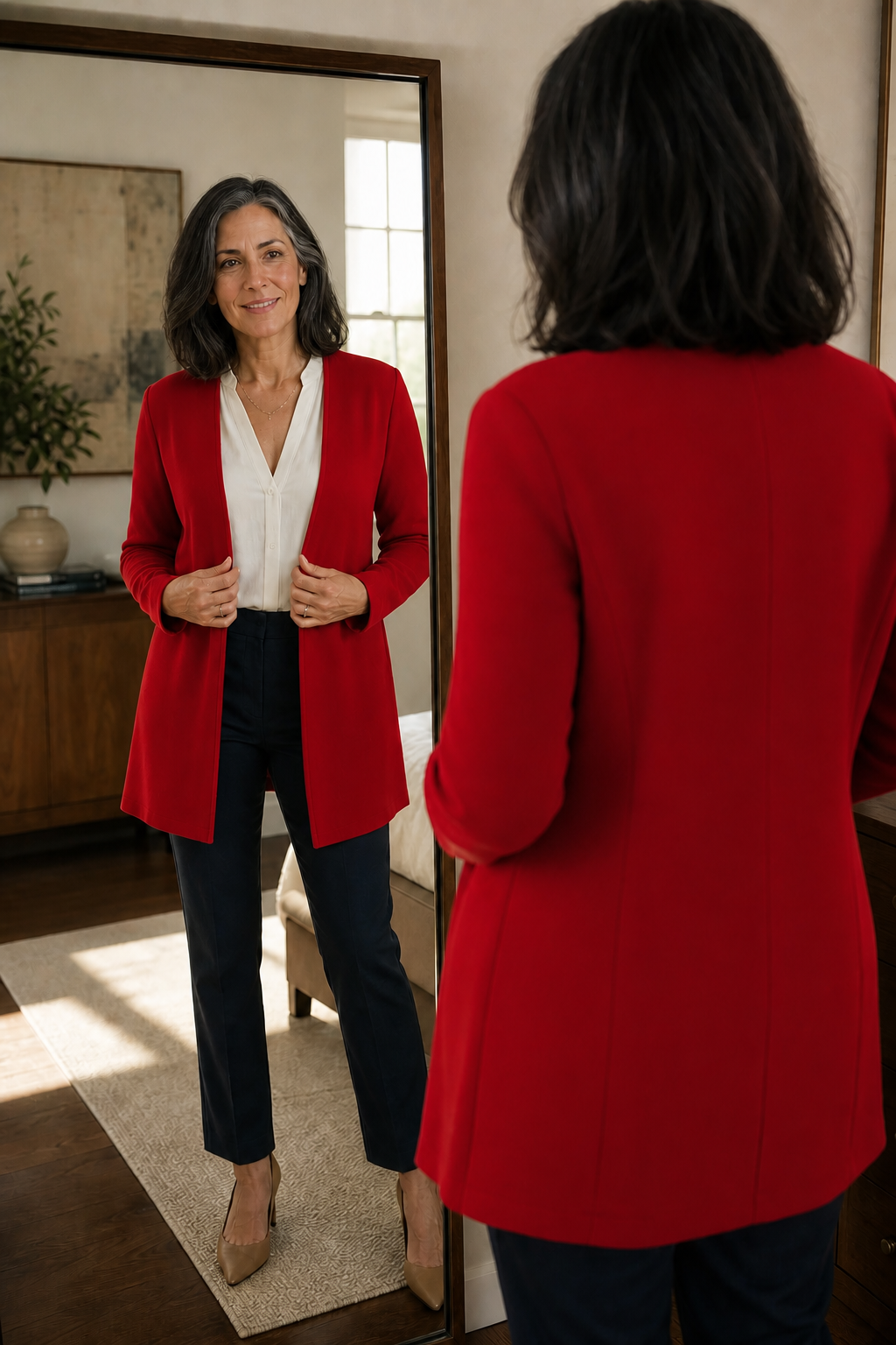 Linevalle A Line Blazer - Women's V Neck One Button Blazer