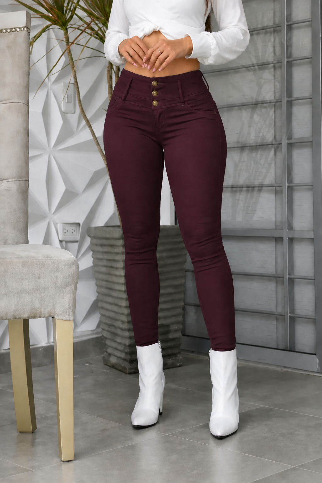 Waistlyn Skinny Jeans - Women's Multi-Button High Waist