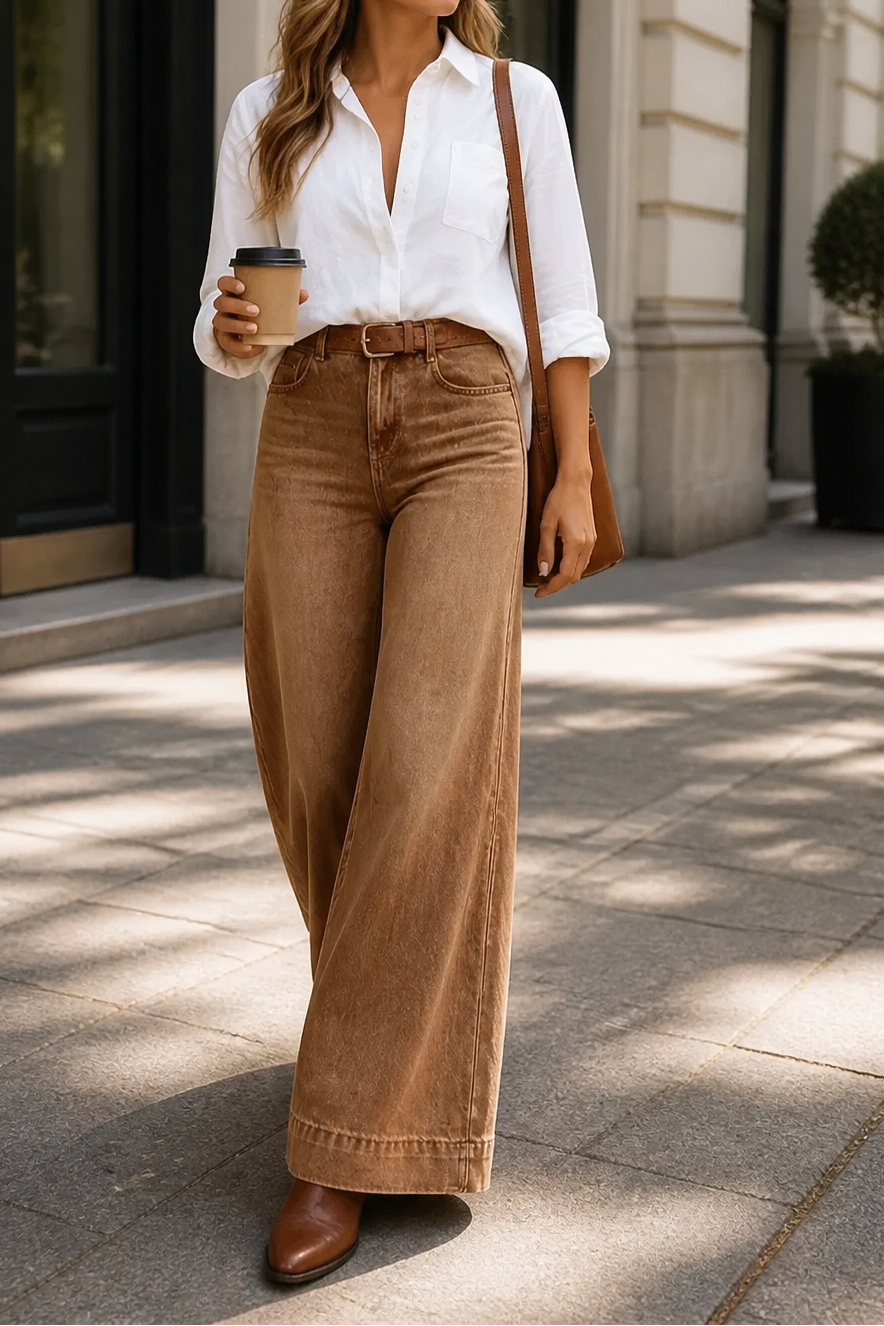 Lenglia Wide Leg Jeans - Women's High Rise Vintage Jeans