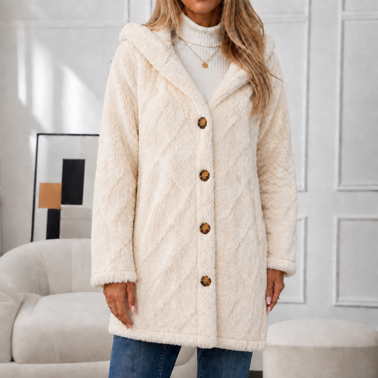 Wearbella Diamond Jacquard Hooded Coat - Women's Plush Coat